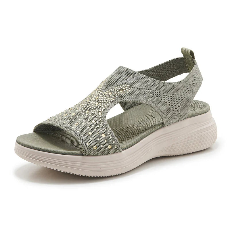 Rhinestone Comfort Sandals with Thick Sole