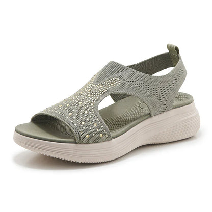 Rhinestone Comfort Sandals with Thick Sole
