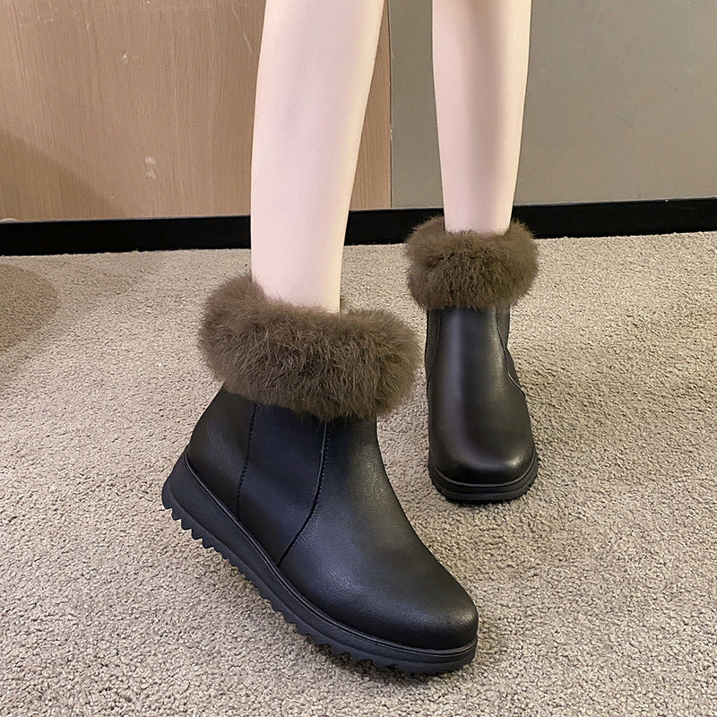 Everyday Cozy Fur-Cuff Ankle Boots for Women