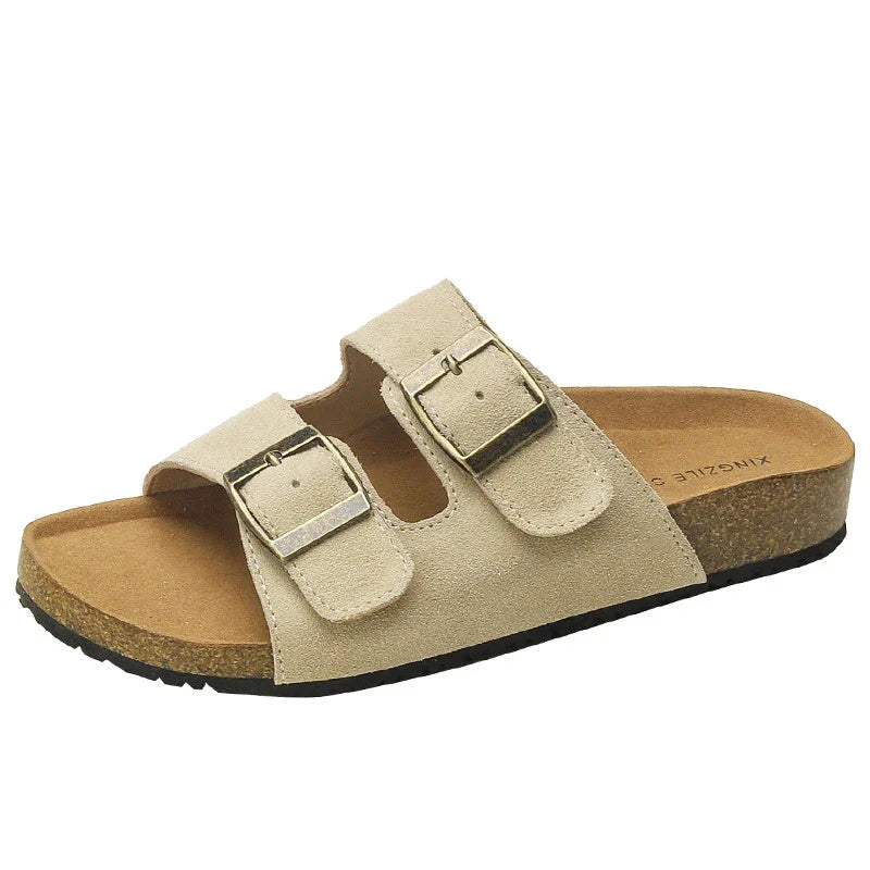 Genuine Leather Cow Suede Buckle Sandals