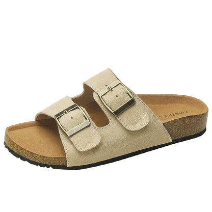 Genuine Leather Cow Suede Buckle Sandals