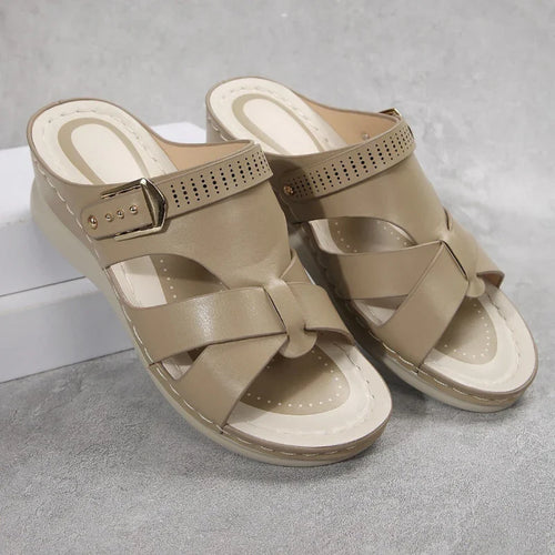 Ortho Comfort Cross-Strap Wedge Sandals