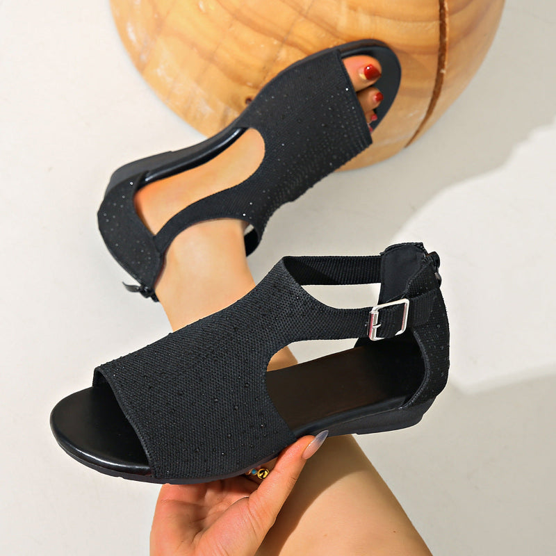 Fashion Sandals With Back Zipper &amp; Bunion-Friendly Comfort