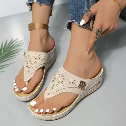 Wide Toe Box Wedge Flip Flops for Summer