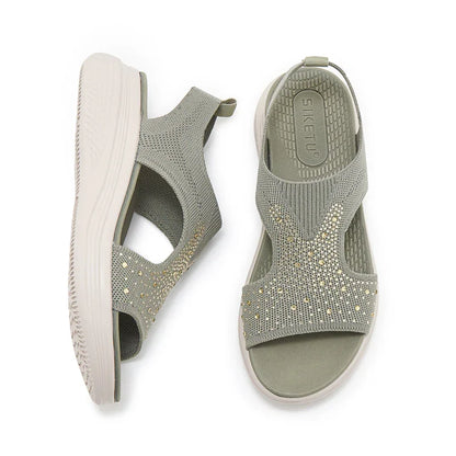 Rhinestone Comfort Sandals with Thick Sole