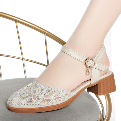 Elegant Low-Heel Cutout Dress Shoes for Women