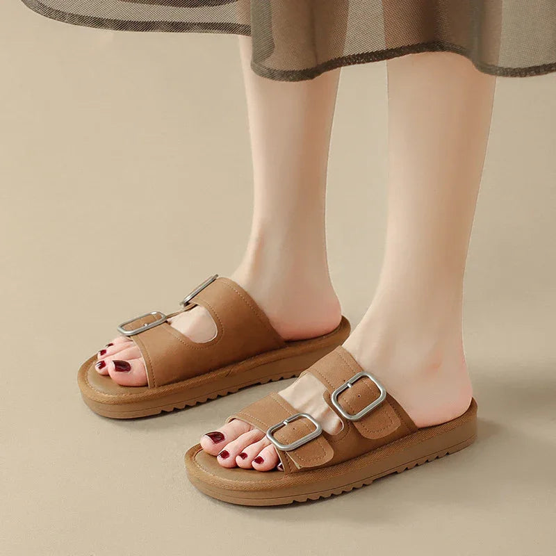 Women's Slippers with Buckle Strap Design for Lasting Comfort
