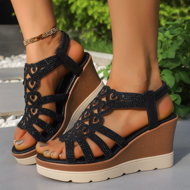Women&#39;s Orthopedic Wedge Sandals with Sparkly Accents