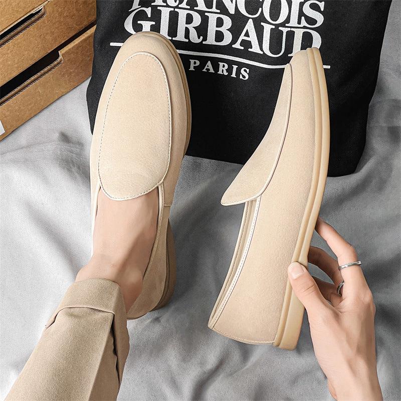 Suede Slip-On Loafers with Cushioned Rubber Sole