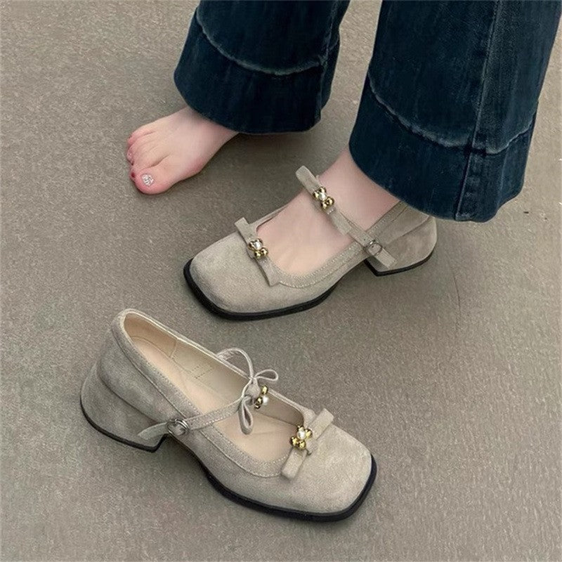 Thick-Heeled Mary Jane Dress Shoes