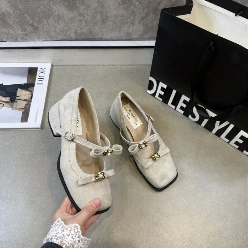 Thick-Heeled Mary Jane Dress Shoes