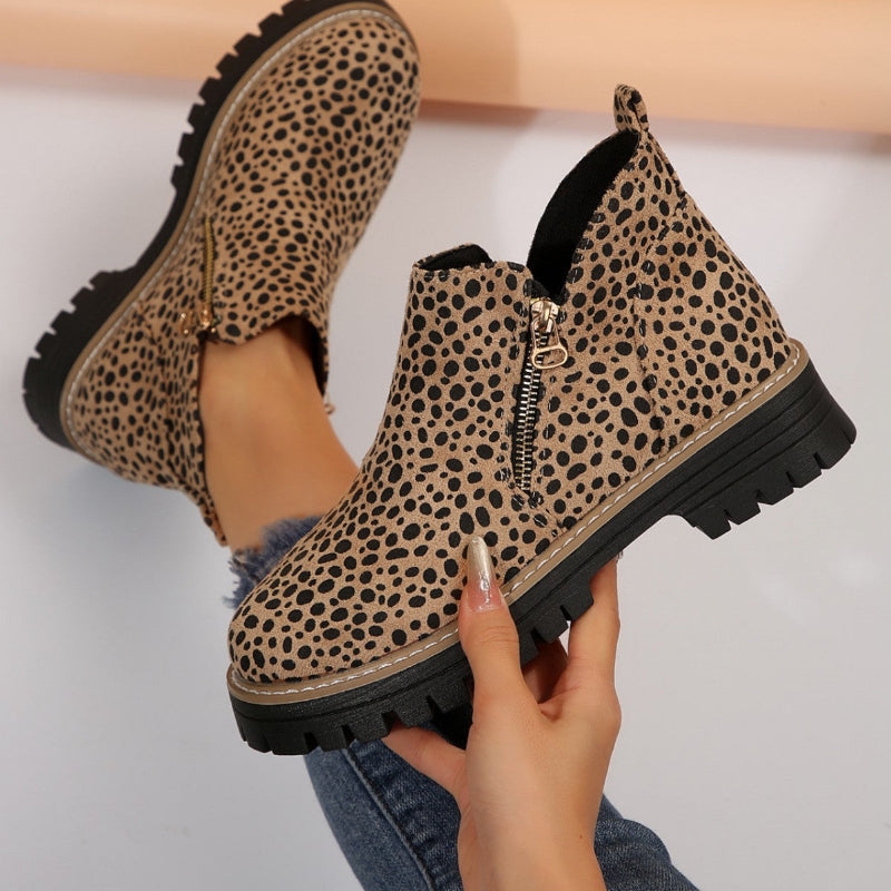 Stylish Leopard Print Chelsea Ankle Boots