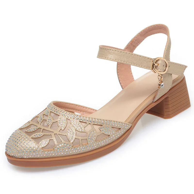 Elegant Low-Heel Cutout Dress Shoes for Women