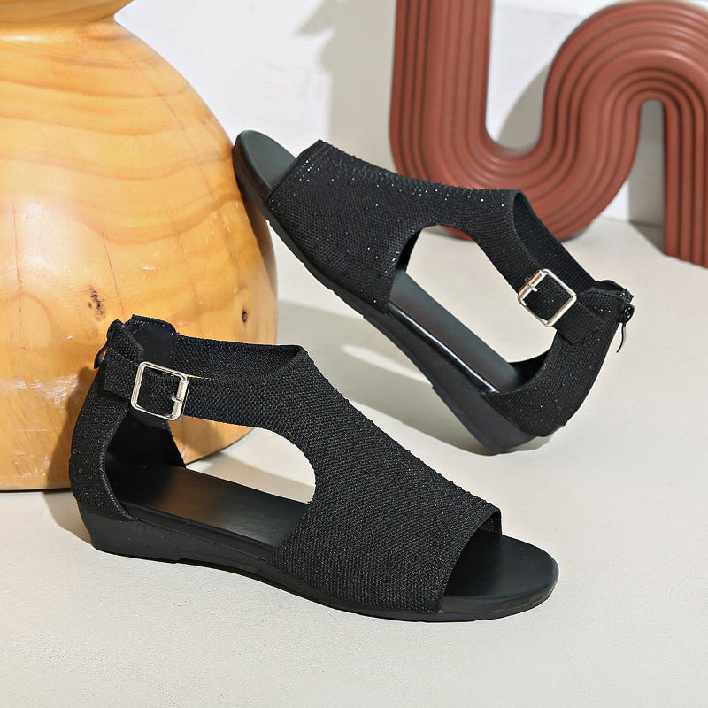 Fashion Sandals With Back Zipper &amp; Bunion-Friendly Comfort