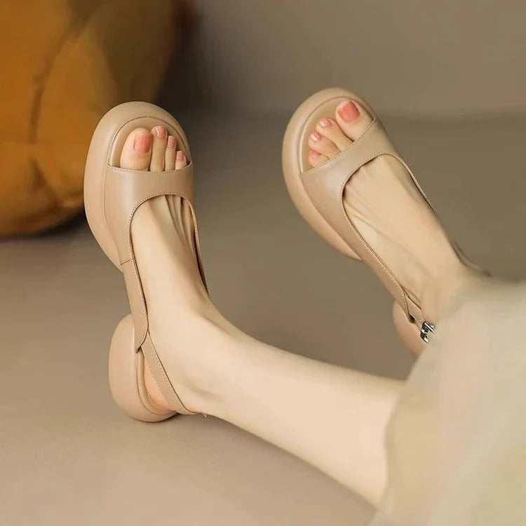 Wide Toe Box Chunky Heel Sandals for Women