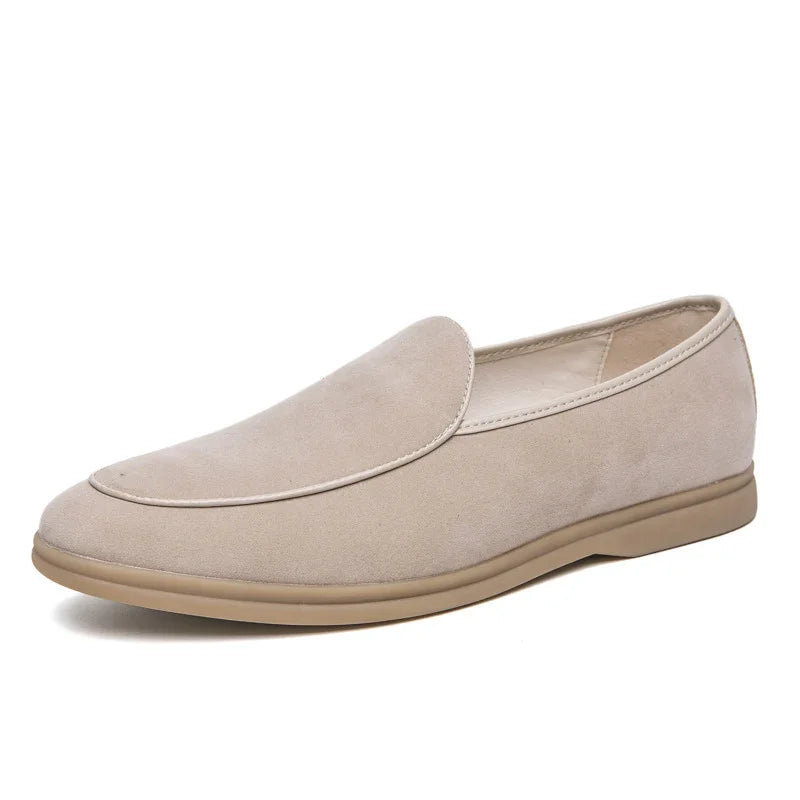 Suede Slip-On Loafers with Cushioned Rubber Sole