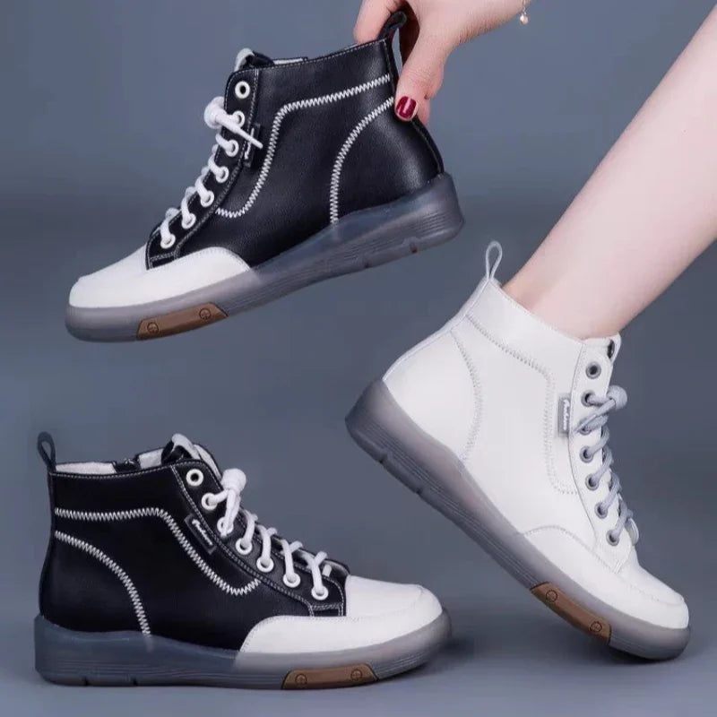 Modern High-Top Casual Sneakers with Side Zip