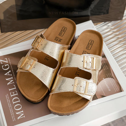 Genuine Leather Cow Suede Buckle Sandals