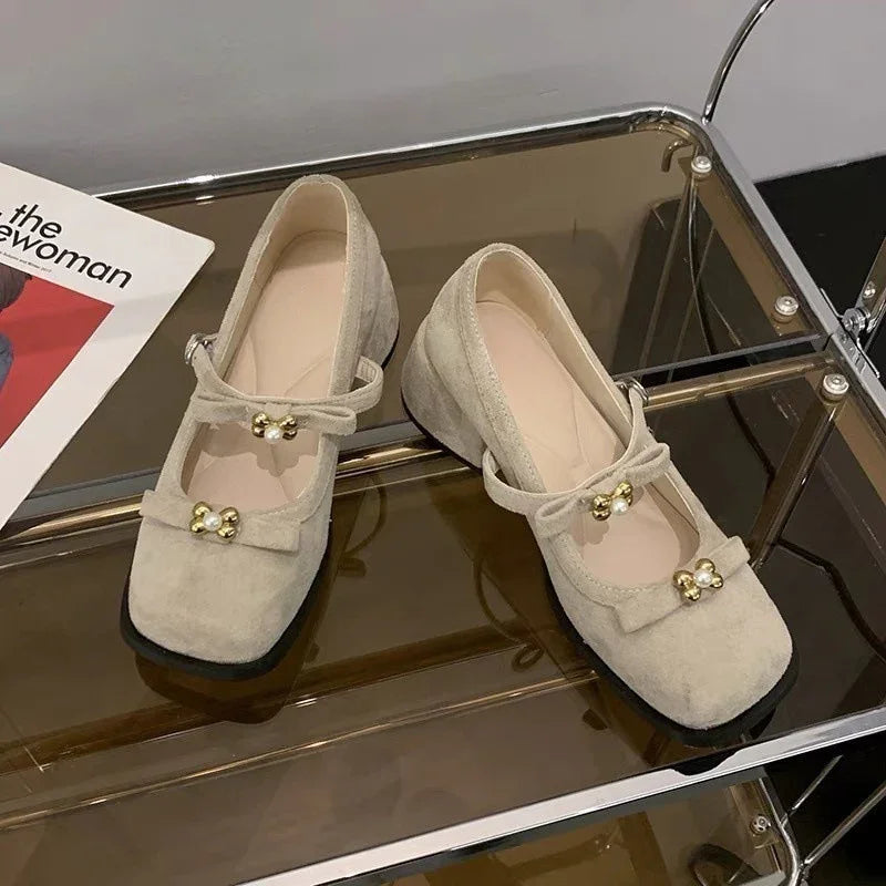 Thick-Heeled Mary Jane Dress Shoes