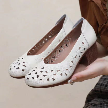 Orthopedic Block Heels - Round Toe, Cushioned, All-Day Comfort