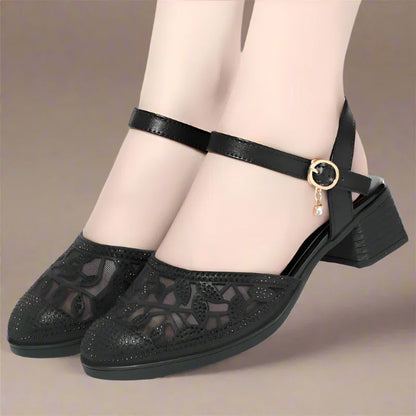 Elegant Low-Heel Cutout Dress Shoes for Women