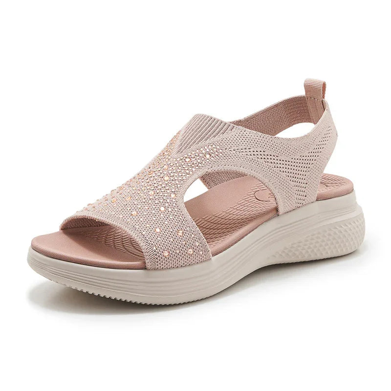 Rhinestone Comfort Sandals with Thick Sole