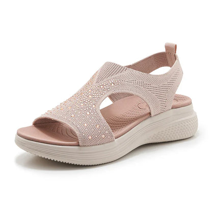 Rhinestone Comfort Sandals with Thick Sole