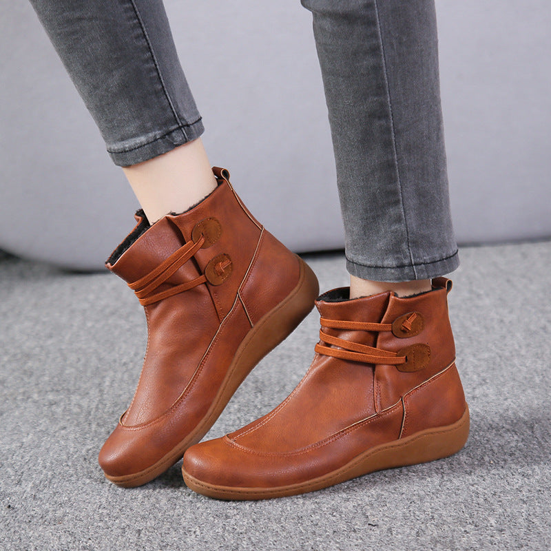 Casual Chic Women&#39;s Ankle Boots with Stylish Lace-Up Design