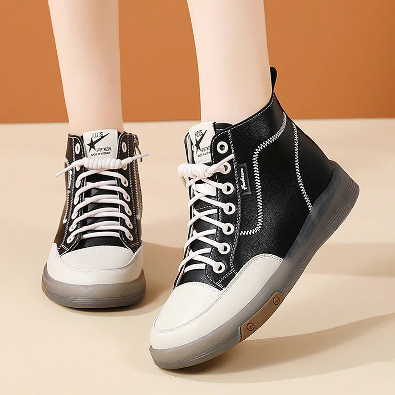 Modern High-Top Casual Sneakers with Side Zip