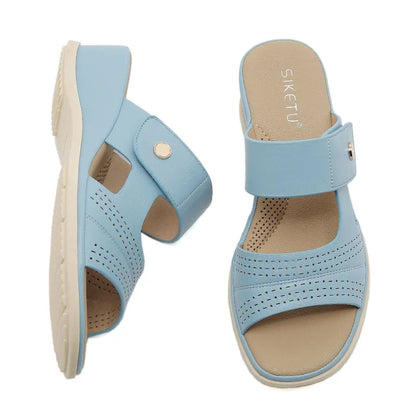 Women’s Medium Heel Wedge Sandals with Orthotic Sole