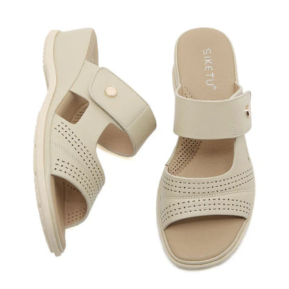 Women’s Medium Heel Wedge Sandals with Orthotic Sole