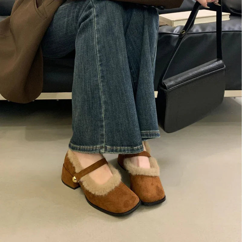 Women's Furry Mary Jane Pumps