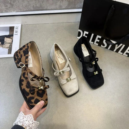 Thick-Heeled Mary Jane Dress Shoes