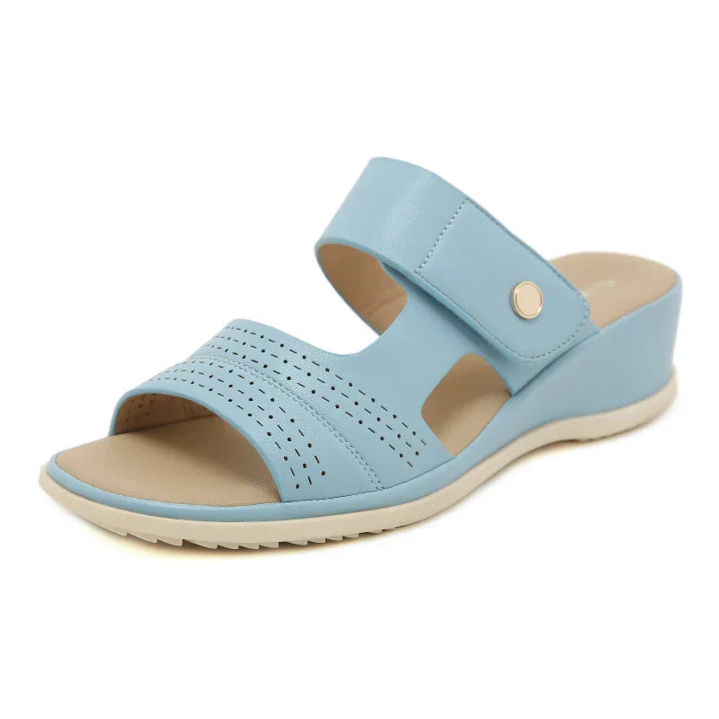 Women’s Medium Heel Wedge Sandals with Orthotic Sole