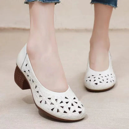 Orthopedic Block Heels - Round Toe, Cushioned, All-Day Comfort