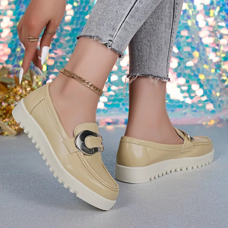 Platform Loafers Slip On Shoes Flat Sole 3