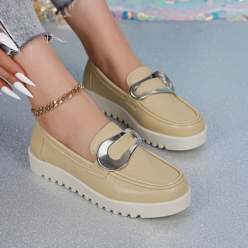 Platform Loafers Slip On Shoes Flat Sole 4