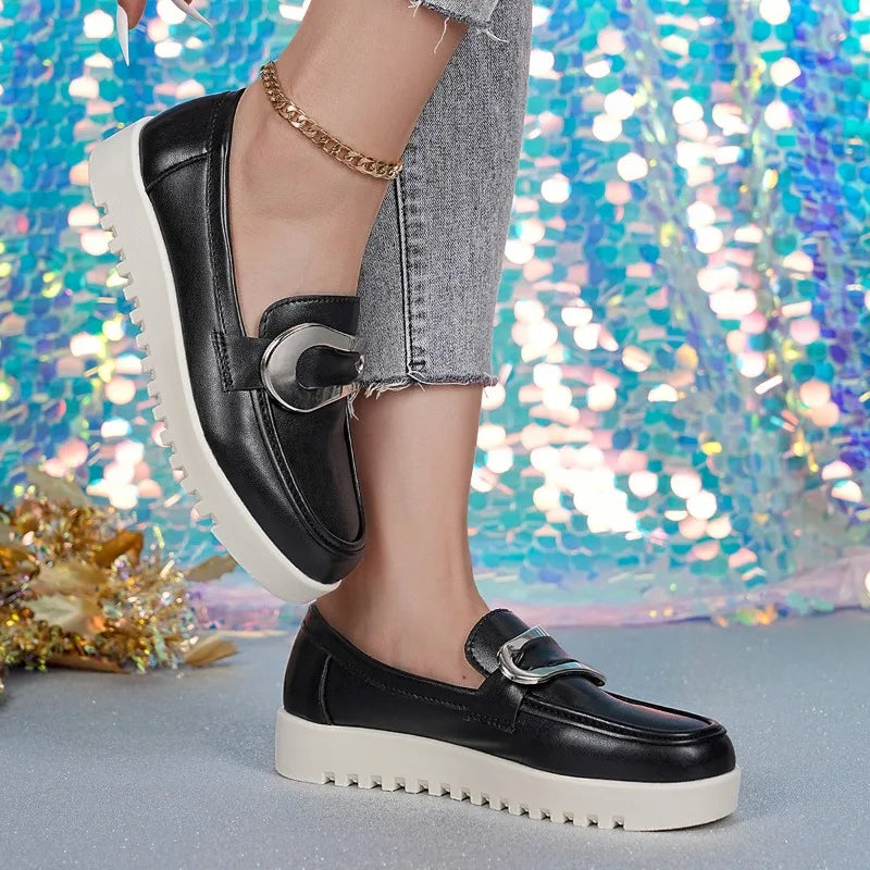 Platform Loafers Slip On Shoes Flat Sole 5