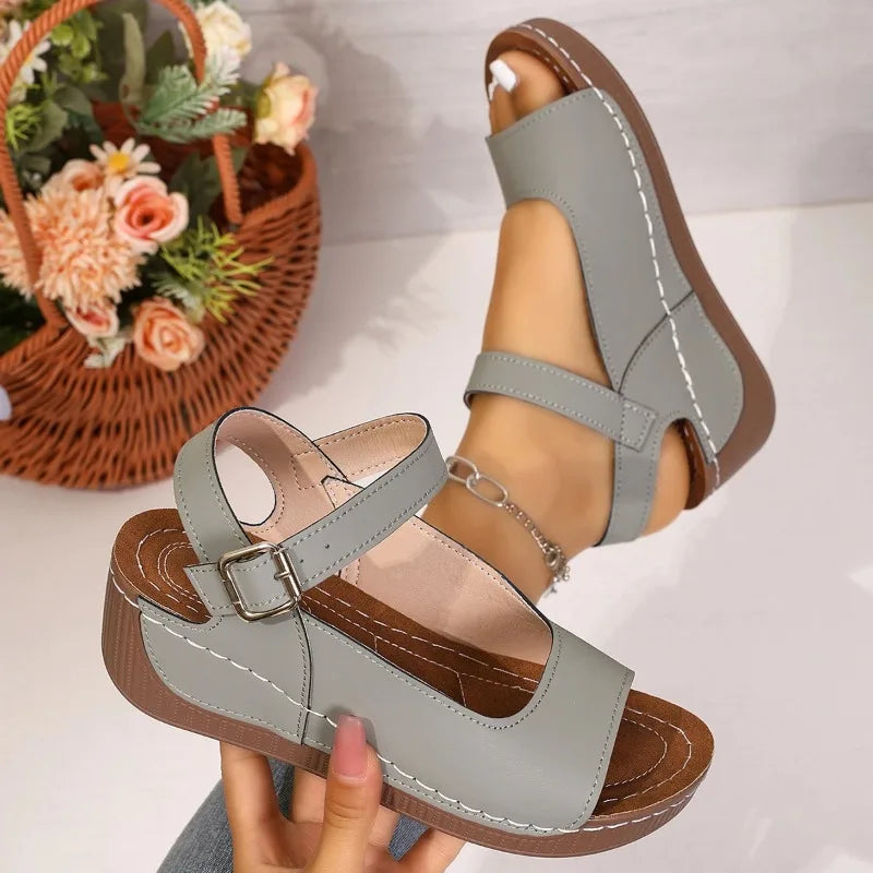 Plus Size Peep Toe Flat Sandals Thick Platform 0