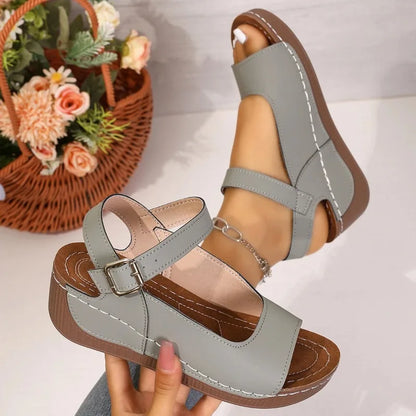 Plus Size Peep Toe Flat Sandals Thick Platform 0