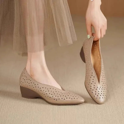 Pointed Toe Slip On Shoes Chunky Heel 0