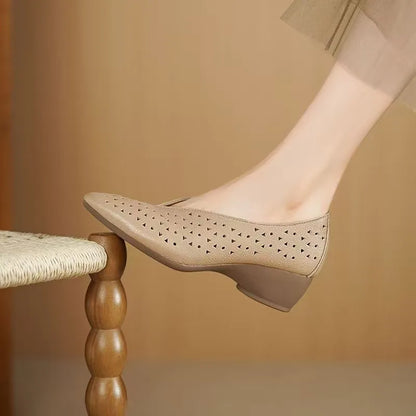 Pointed Toe Slip On Shoes Chunky Heel 6