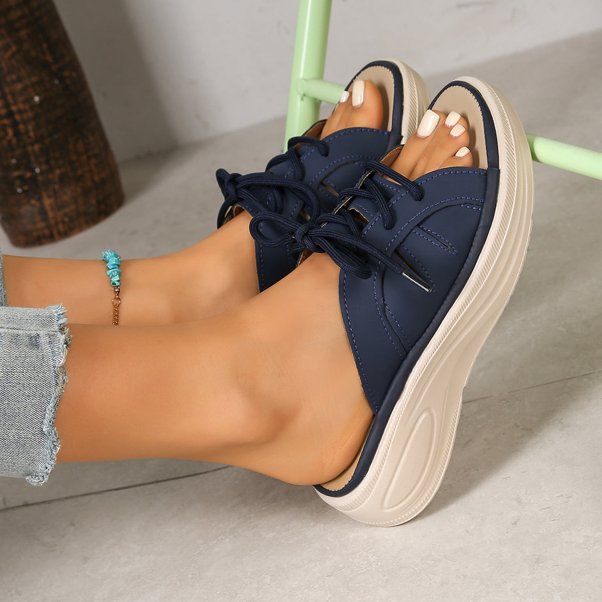 Women's Lace-Up Sandals with Thick Sole