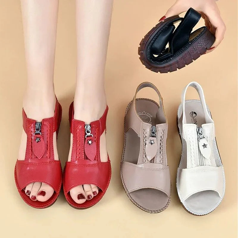 Breathable Lightweight Sandals for Bunions with Zipper Entry