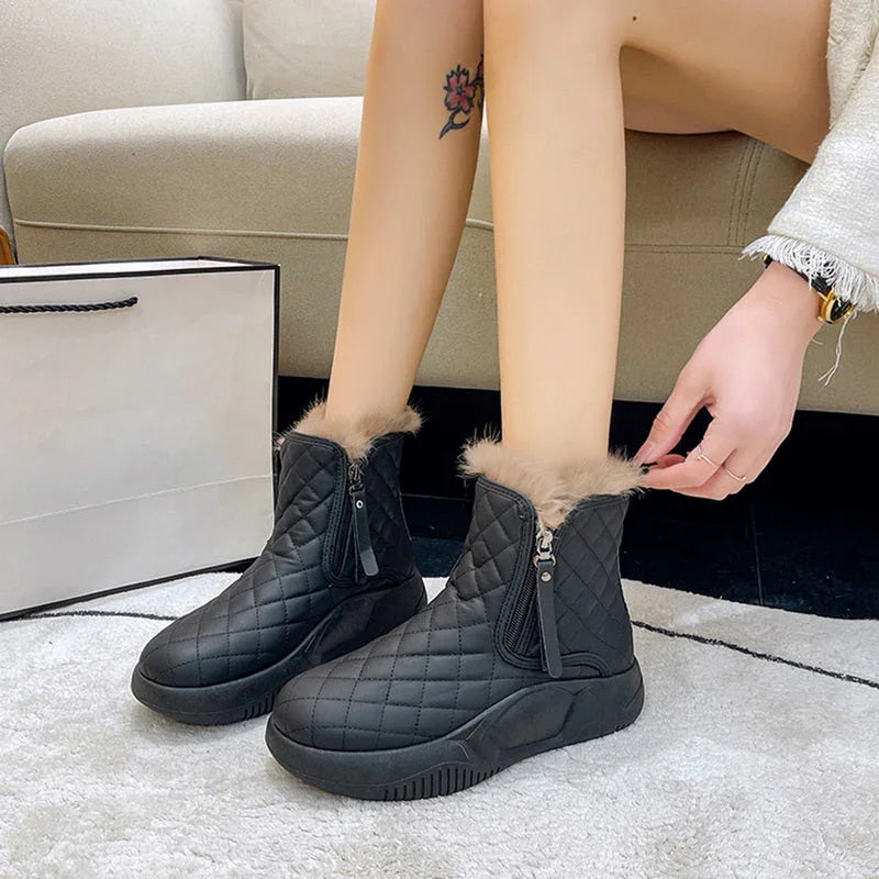 Women's High Top Waterproof Winter Boots with Side Zipper