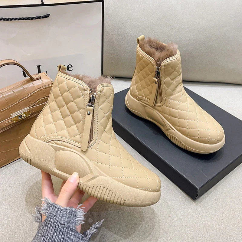 Women's High Top Waterproof Winter Boots with Side Zipper