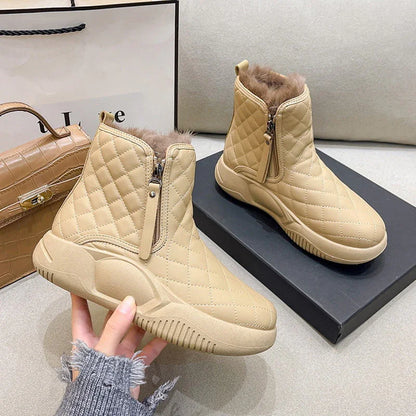 Women's High Top Waterproof Winter Boots with Side Zipper