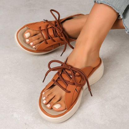 Women's Lace-Up Sandals with Thick Sole