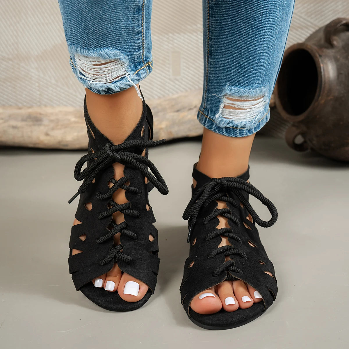 Sandals for Women Open Toe Flat Slip On 1