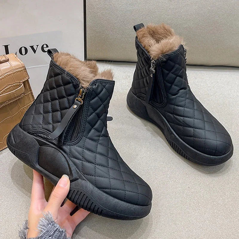Women's High Top Waterproof Winter Boots with Side Zipper